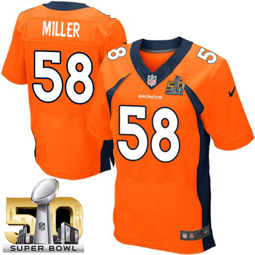 Men's New Elite Von Miller Super Bowl L Nike Jersey Orange Home - #58 NFL Denver Broncos